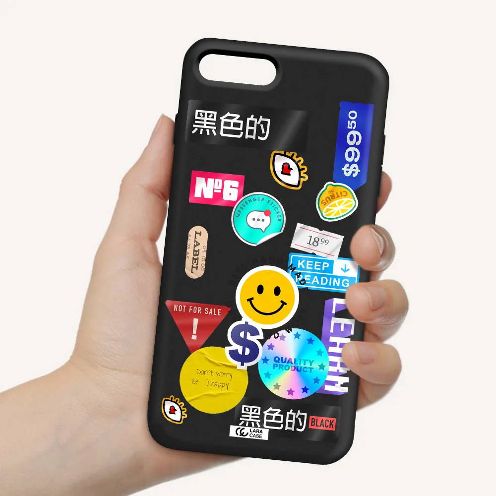 Happy Stıckers Apple iPhone 8 plus Silicone black Case