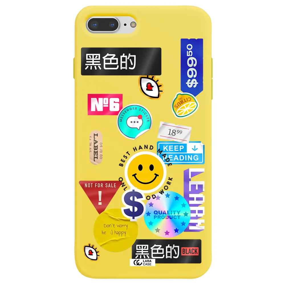 Happy Stıckers Apple iPhone 8 plus Silicone canary yellow Case