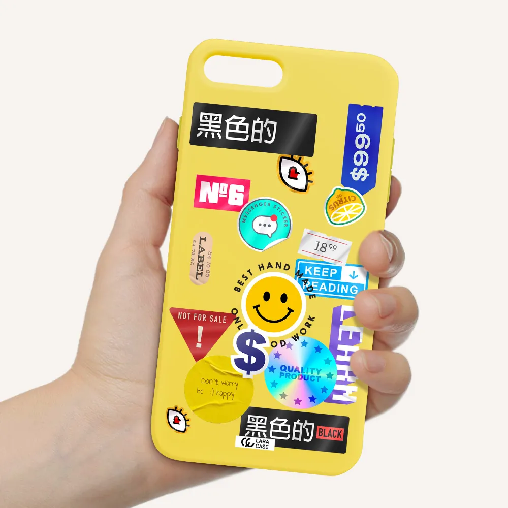 Happy Stıckers Apple iPhone 8 plus Silicone canary yellow Case