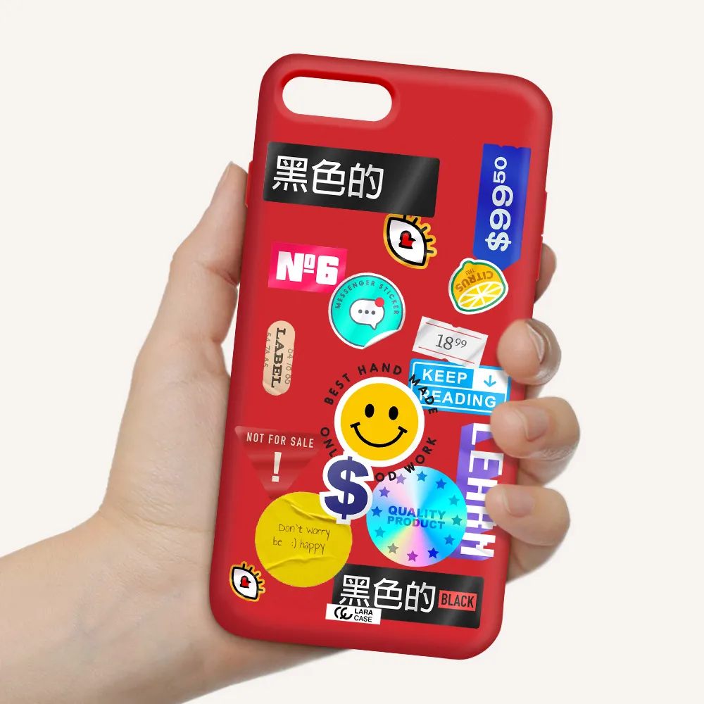 Happy Stıckers Apple iPhone 8 plus Silicone Imperial Red Case