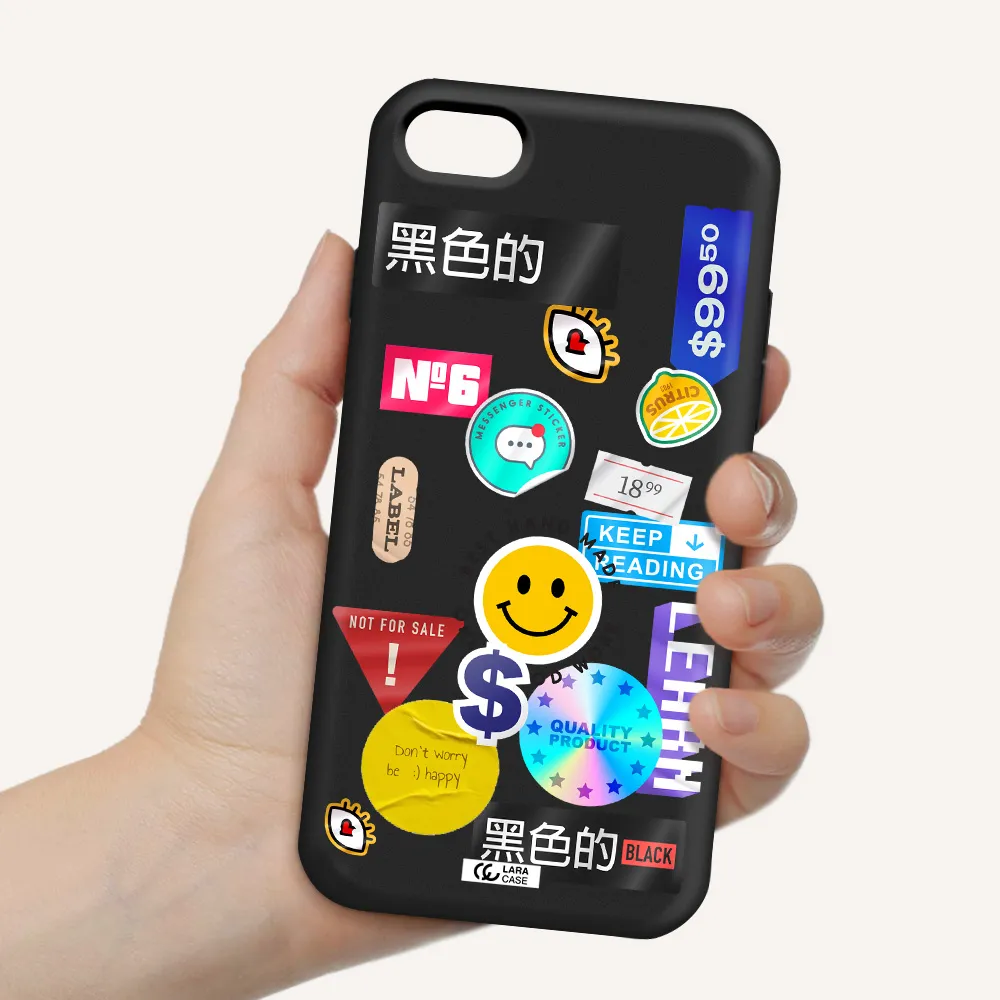 Happy Stıckers Apple iPhone 8 Silicone black Case