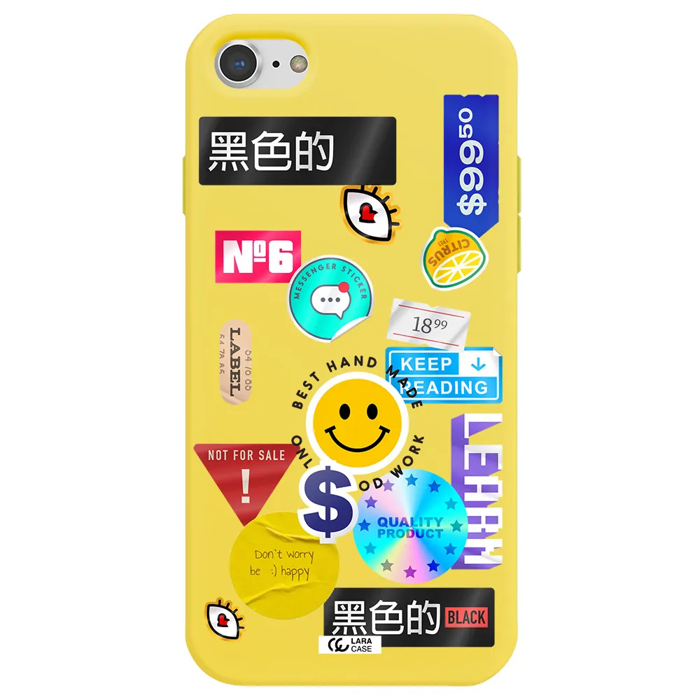 Happy Stıckers Apple iPhone 8 Silicone canary yellow Case