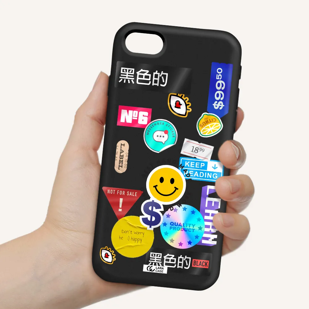 Happy Stıckers Apple iPhone se 2020 Silicone black Case