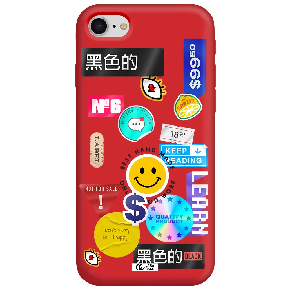 Happy Stıckers Apple iPhone se 2020 Silicone Imperial Red Case