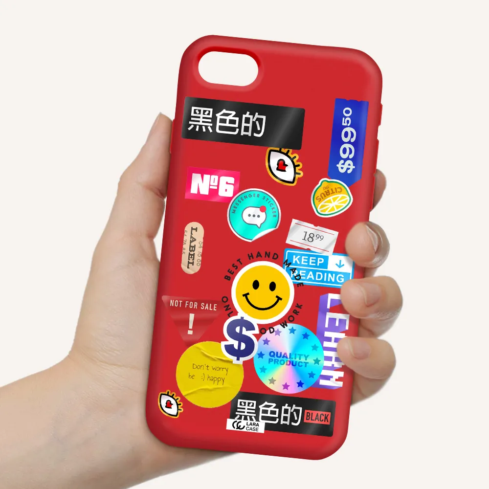 Happy Stıckers Apple iPhone se 2020 Silicone Imperial Red Case