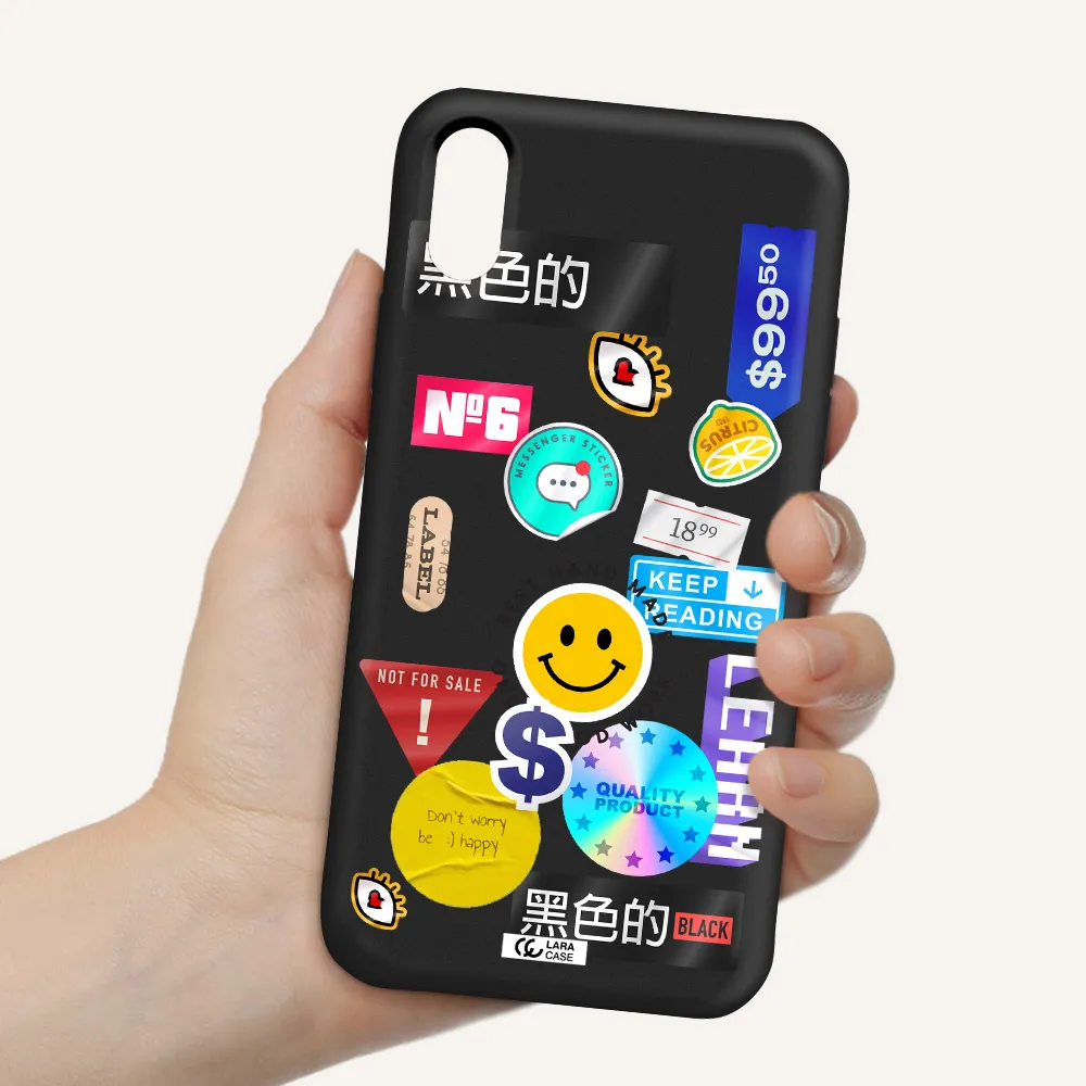 Happy Stıckers Apple iPhone X Silicone black Case