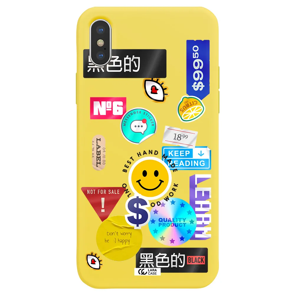 Happy Stıckers Apple iPhone X Silicone canary yellow Case