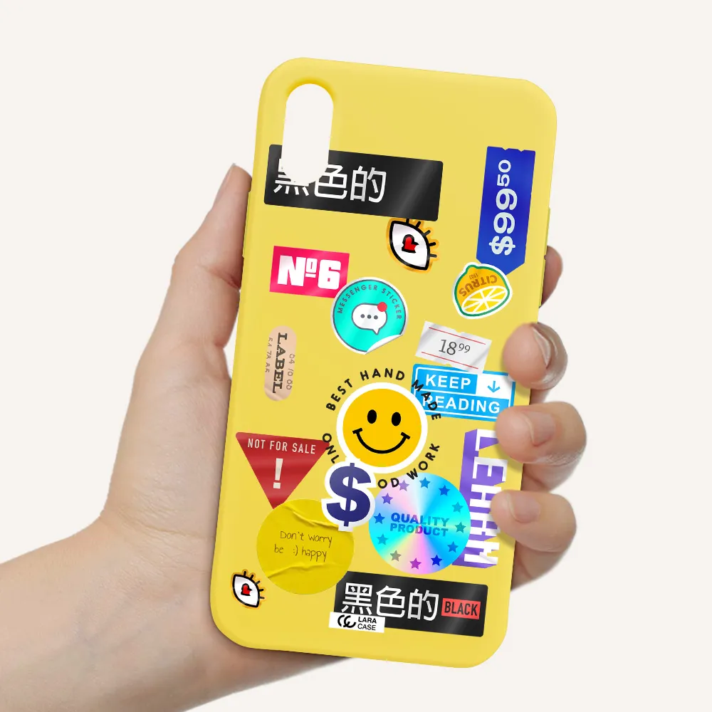 Happy Stıckers Apple iPhone X Silicone canary yellow Case