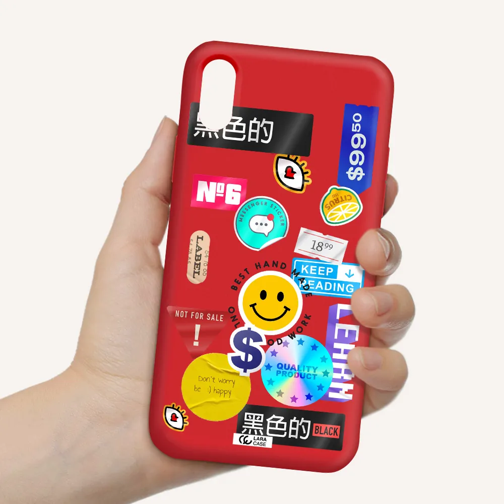 Happy Stıckers Apple iPhone X Silicone Imperial Red Case