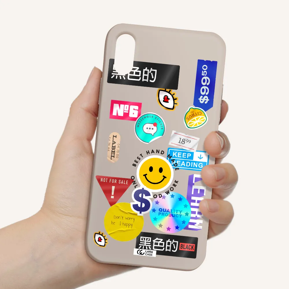 Happy Stıckers Apple iPhone X Silicone Stone Case