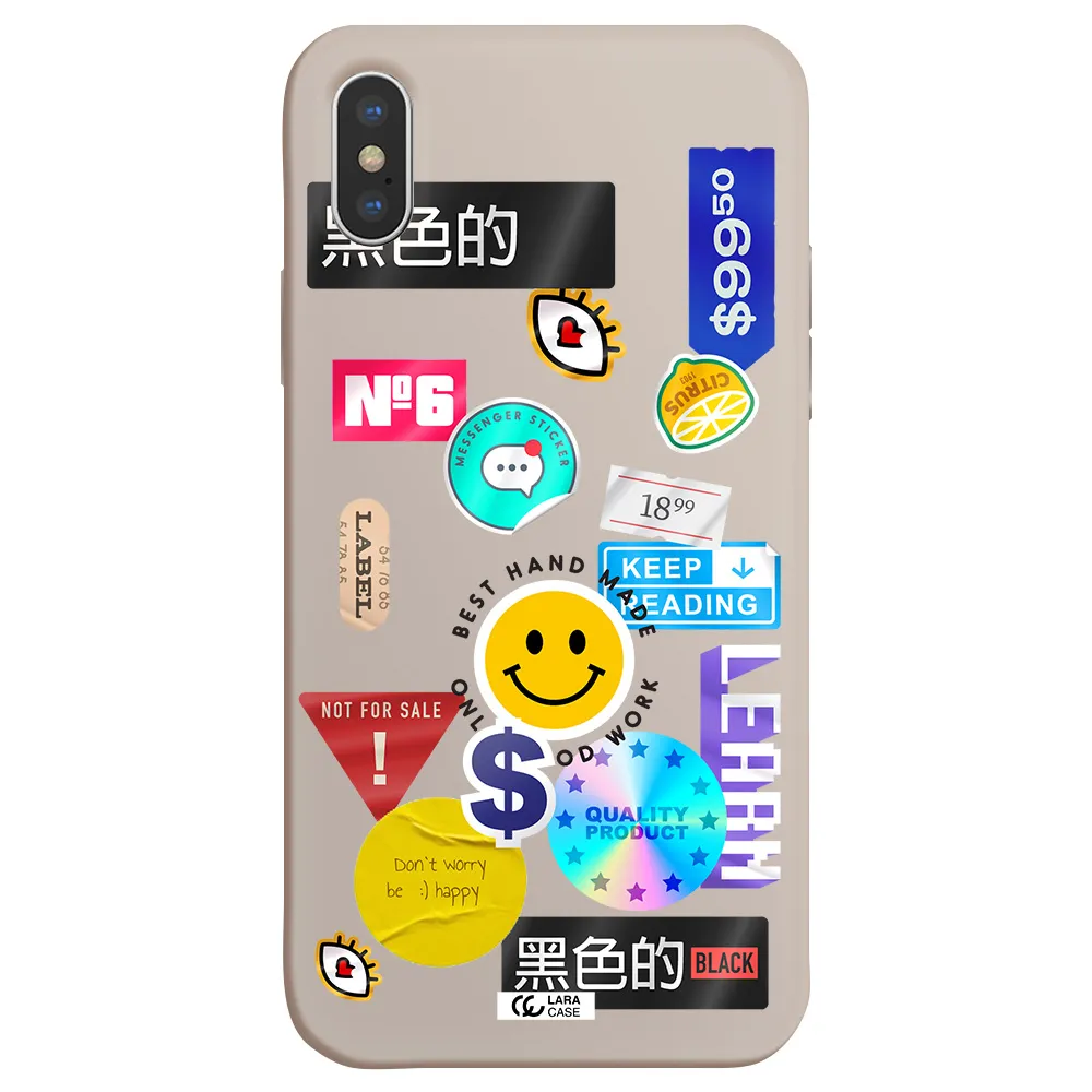 Happy Stıckers Apple iPhone XS Silicone Stone Case