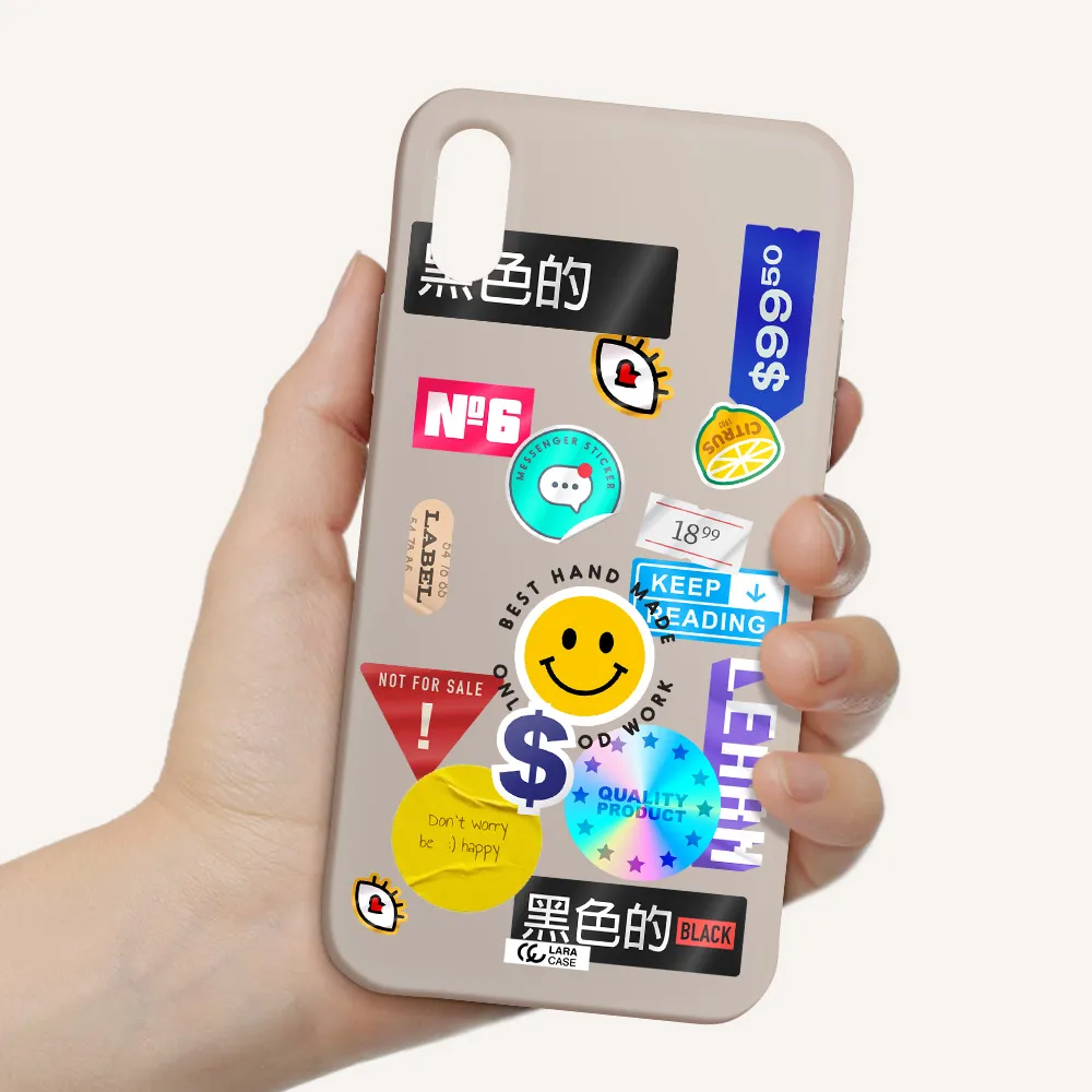 Happy Stıckers Apple iPhone XS Silicone Stone Case