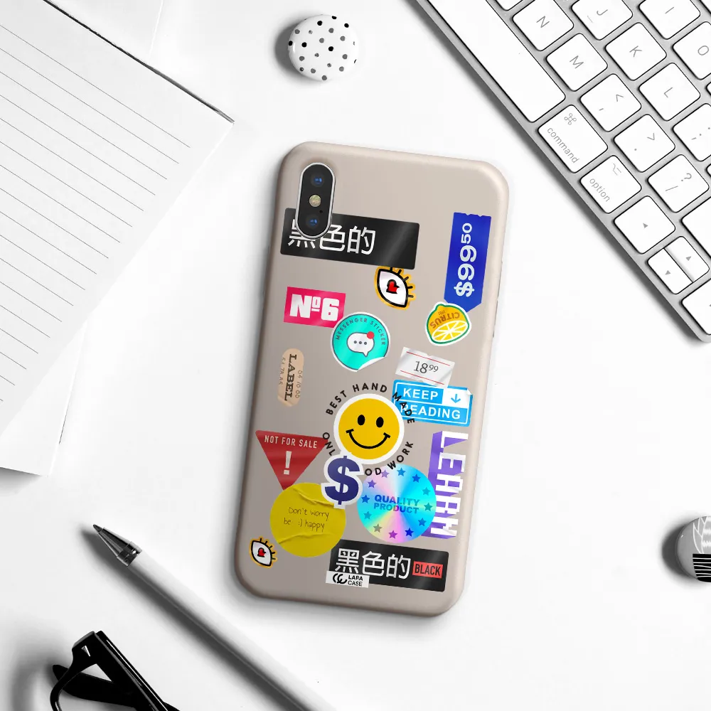Happy Stıckers Apple iPhone XS Silicone Stone Case