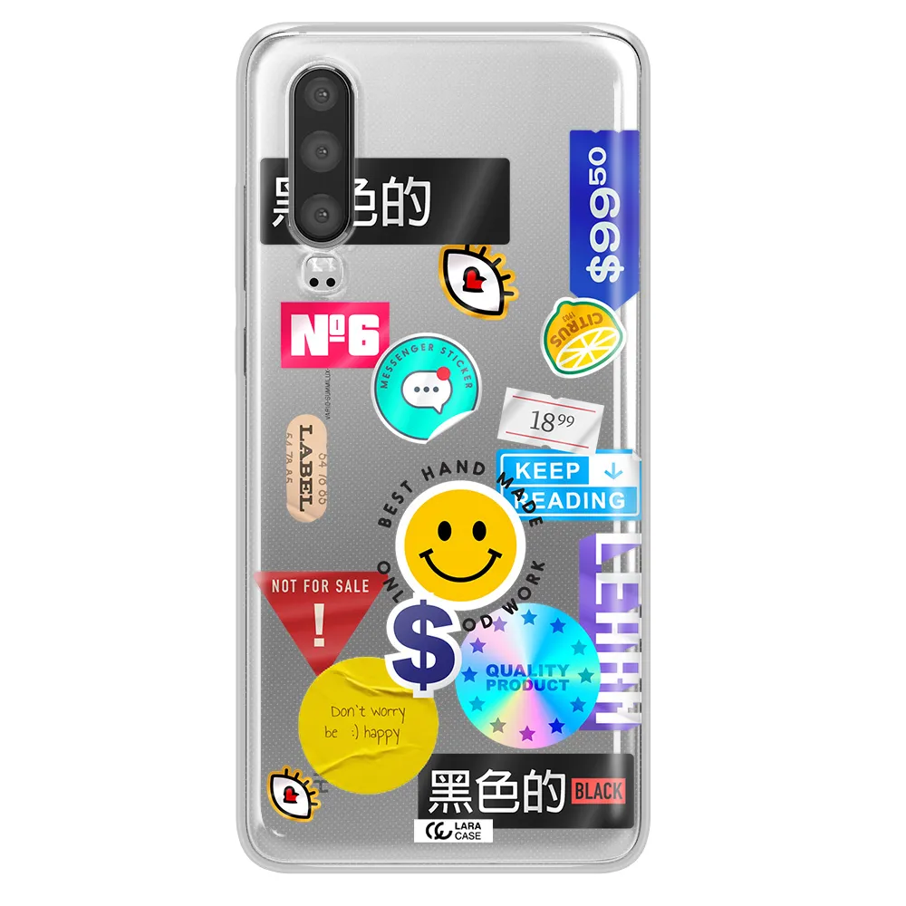 Happy Stıckers Huawei P30 Clear TPU Case