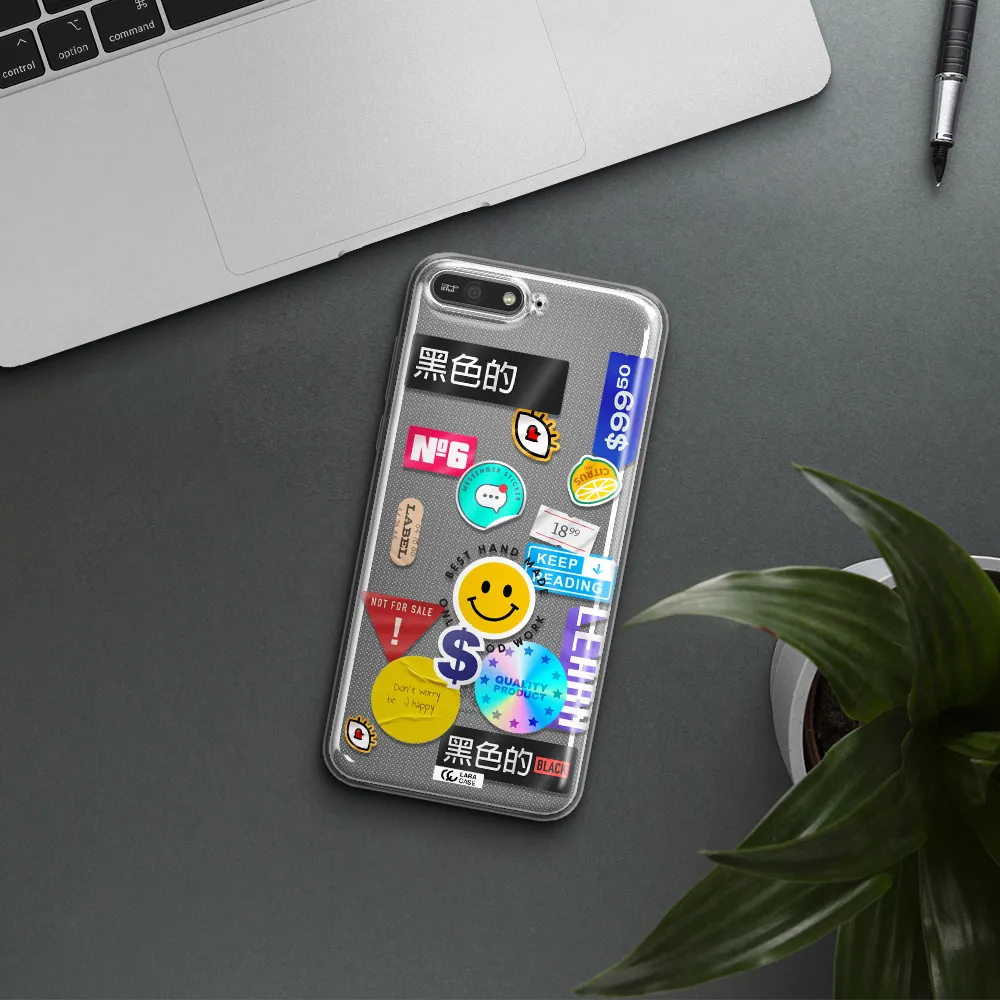Happy Stıckers Huawei Y6 2018 Clear TPU Case
