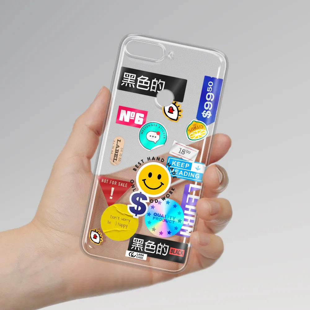 Happy Stıckers Huawei Y7 2018 Clear TPU Case