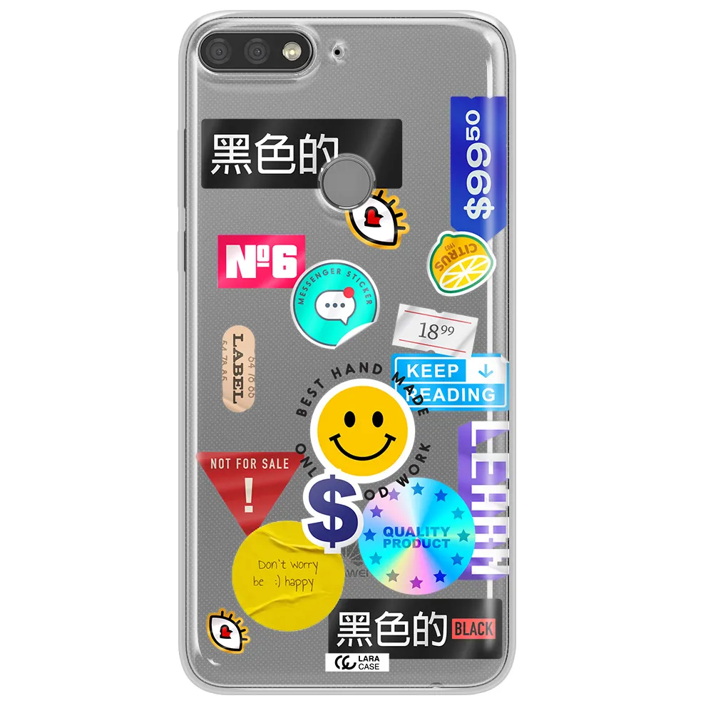 Happy Stıckers Huawei Y7 Prime 2018 Clear TPU Case