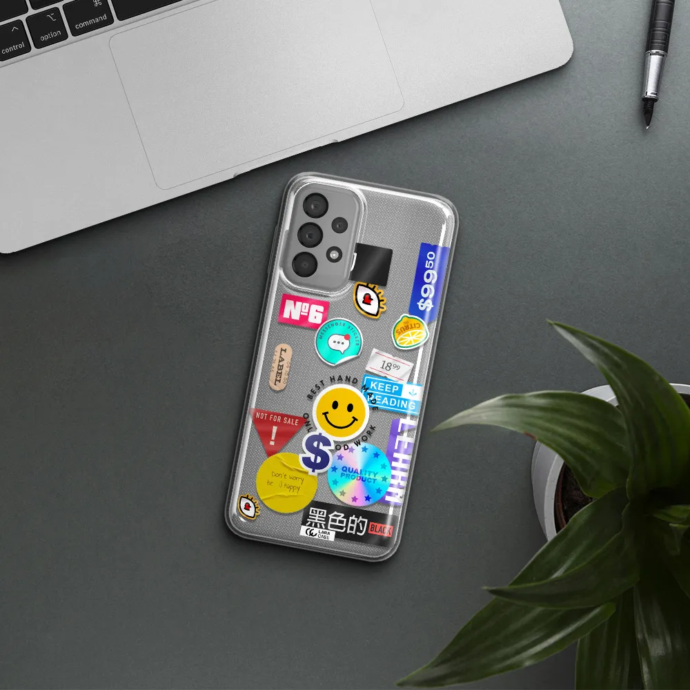 Happy Stıckers Samsung A33 Clear TPU Case
