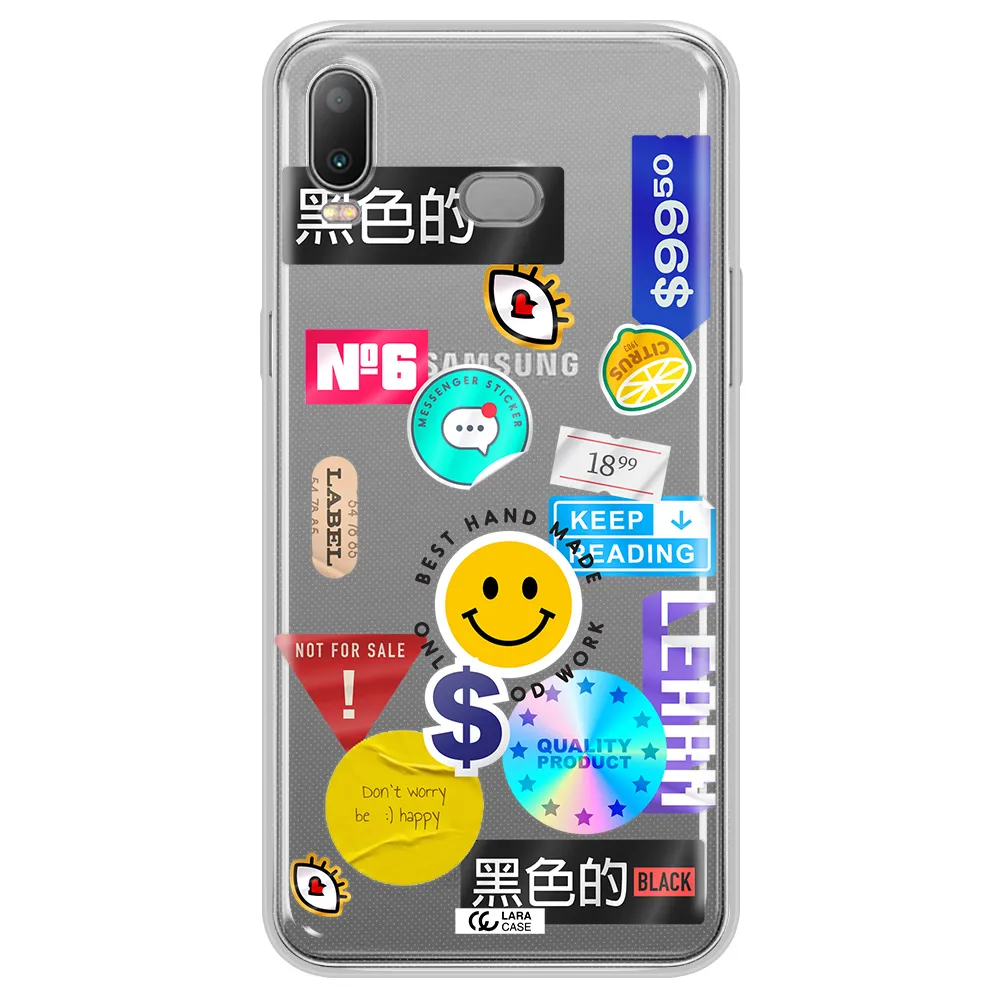 Happy Stıckers Samsung A6S Clear TPU Case