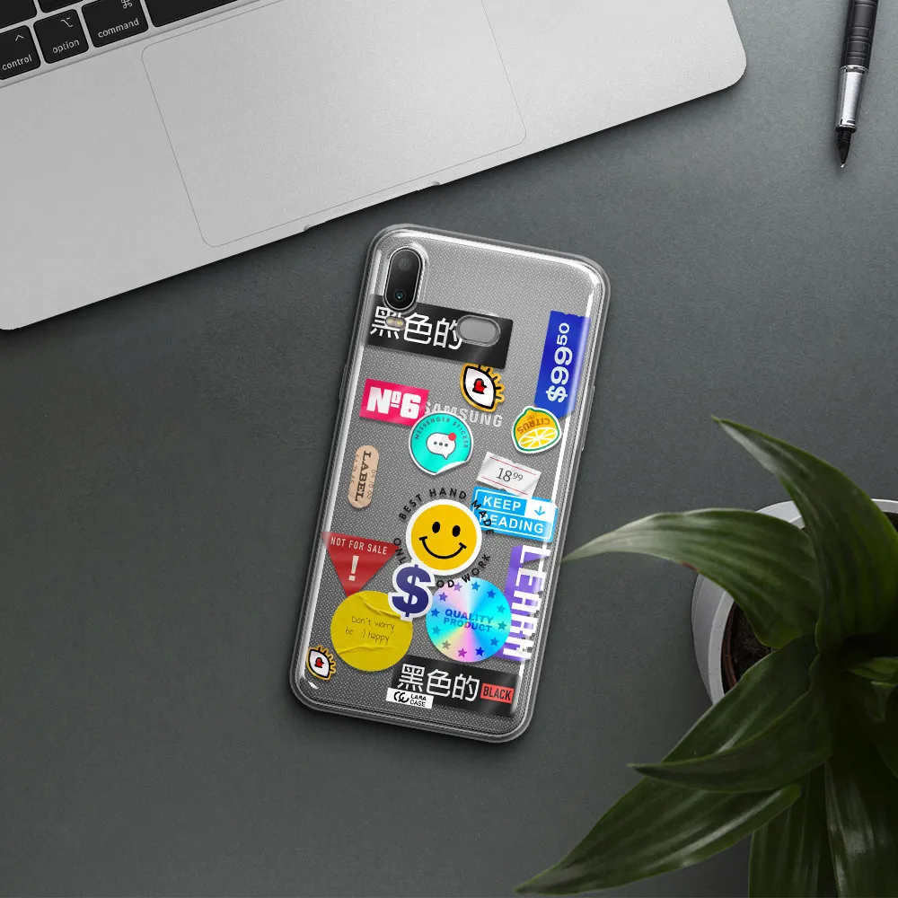 Happy Stıckers Samsung A6S Clear TPU Case