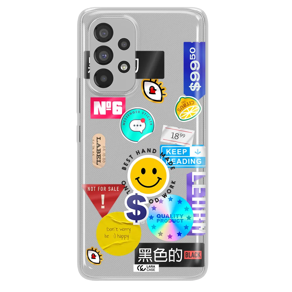 Happy Stıckers Samsung A73 Clear TPU Case