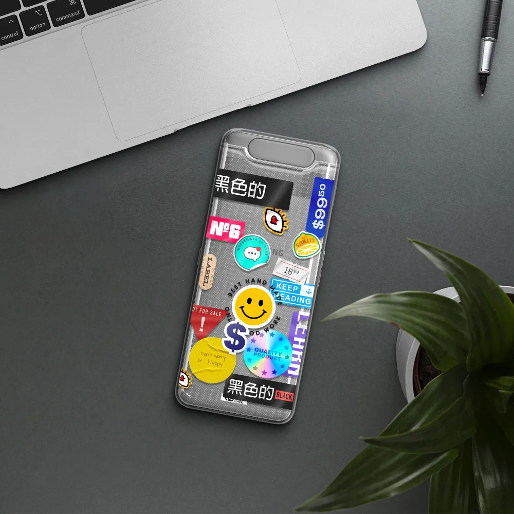 Happy Stıckers Samsung A80 Clear TPU Case