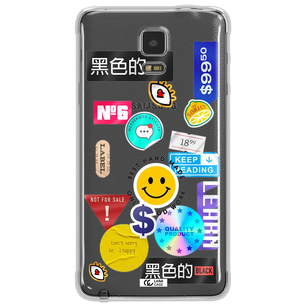 Happy Stıckers Samsung Note 4 Clear TPU Case