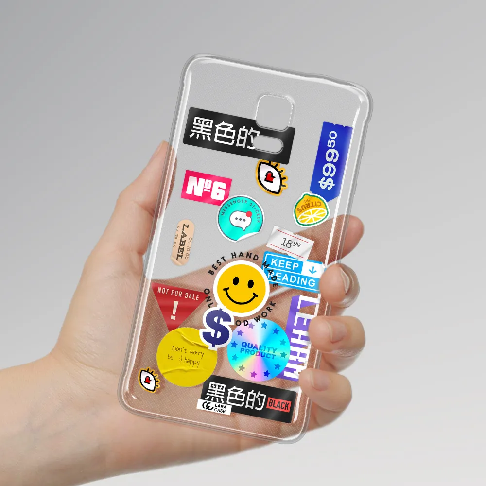 Happy Stıckers Samsung Note 4 Clear TPU Case