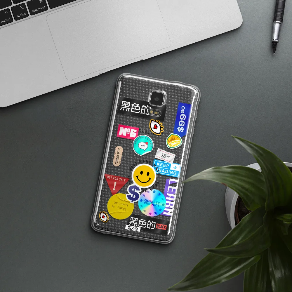 Happy Stıckers Samsung Note 4 Clear TPU Case