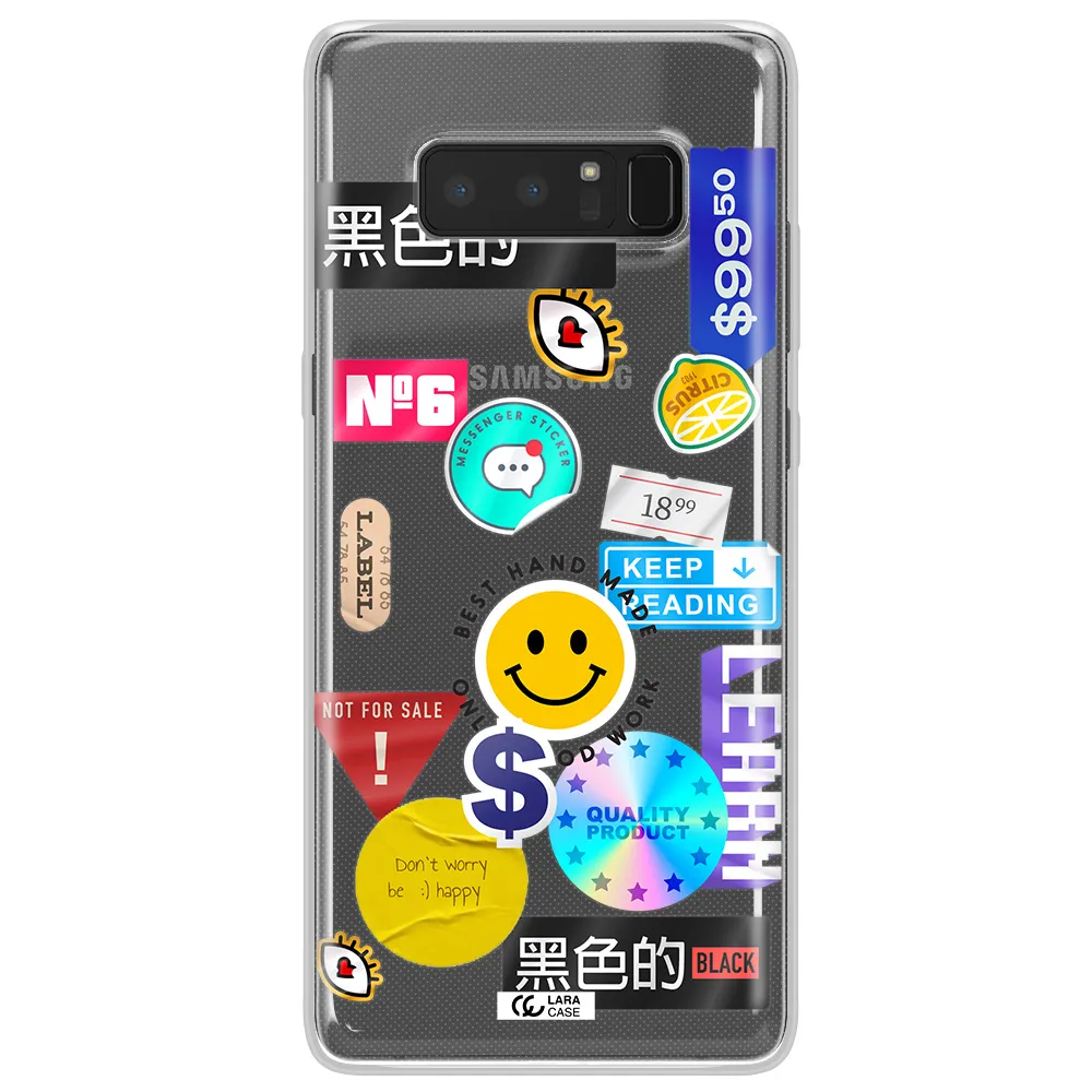 Happy Stıckers Samsung Note 8 Clear TPU Case