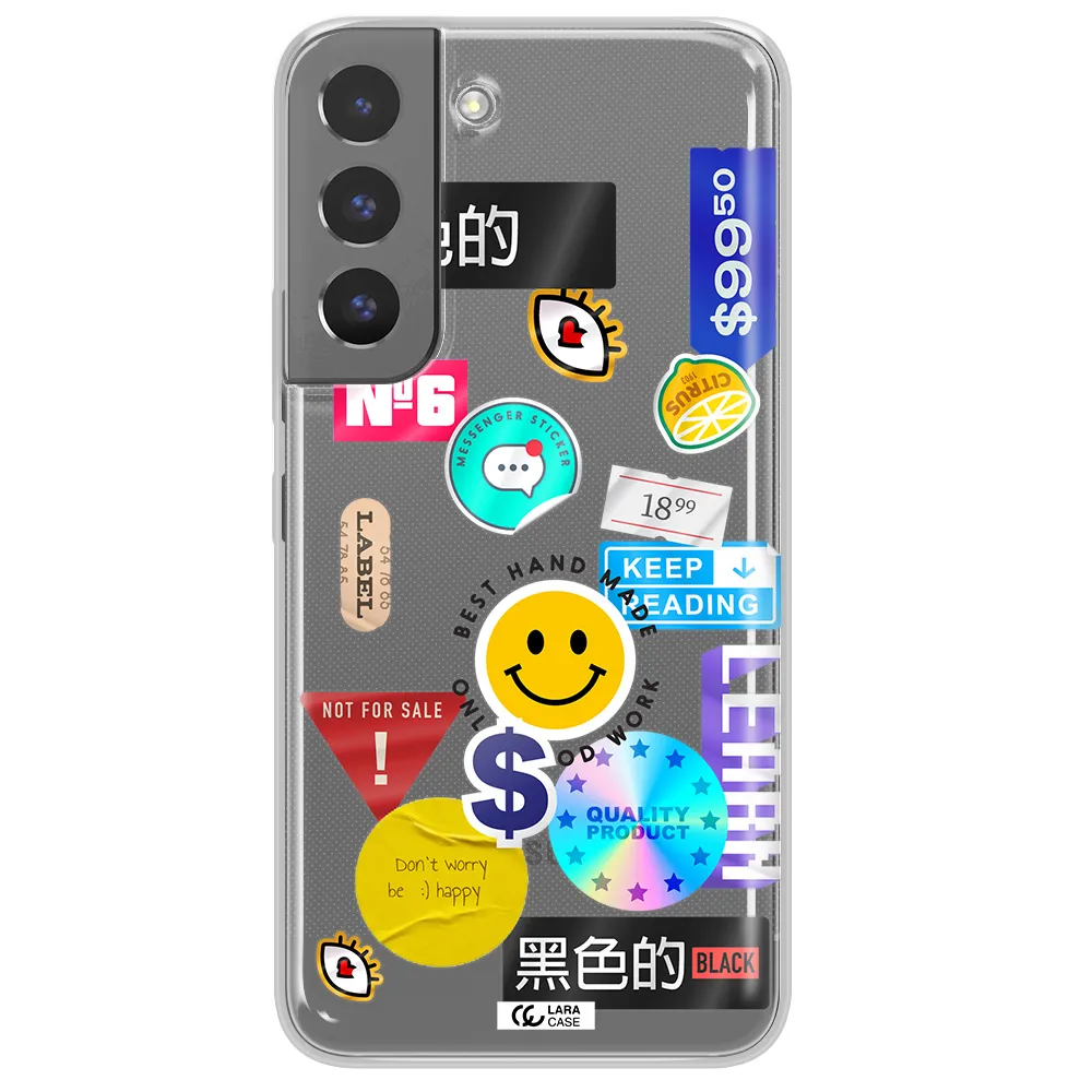 Happy Stıckers Samsung S 22 Plus Clear TPU Case