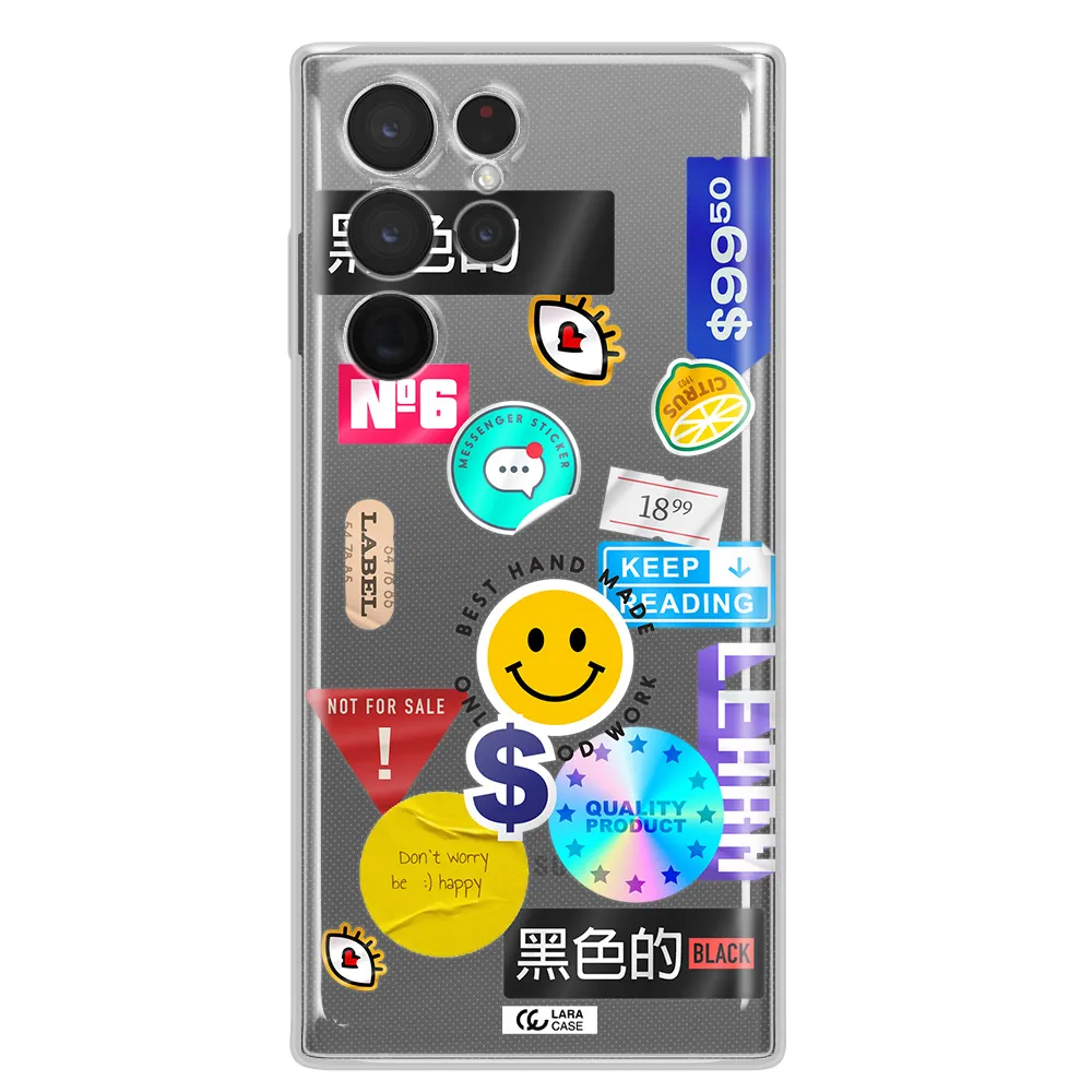 Happy Stıckers Samsung S 22 Ultra Clear TPU Case