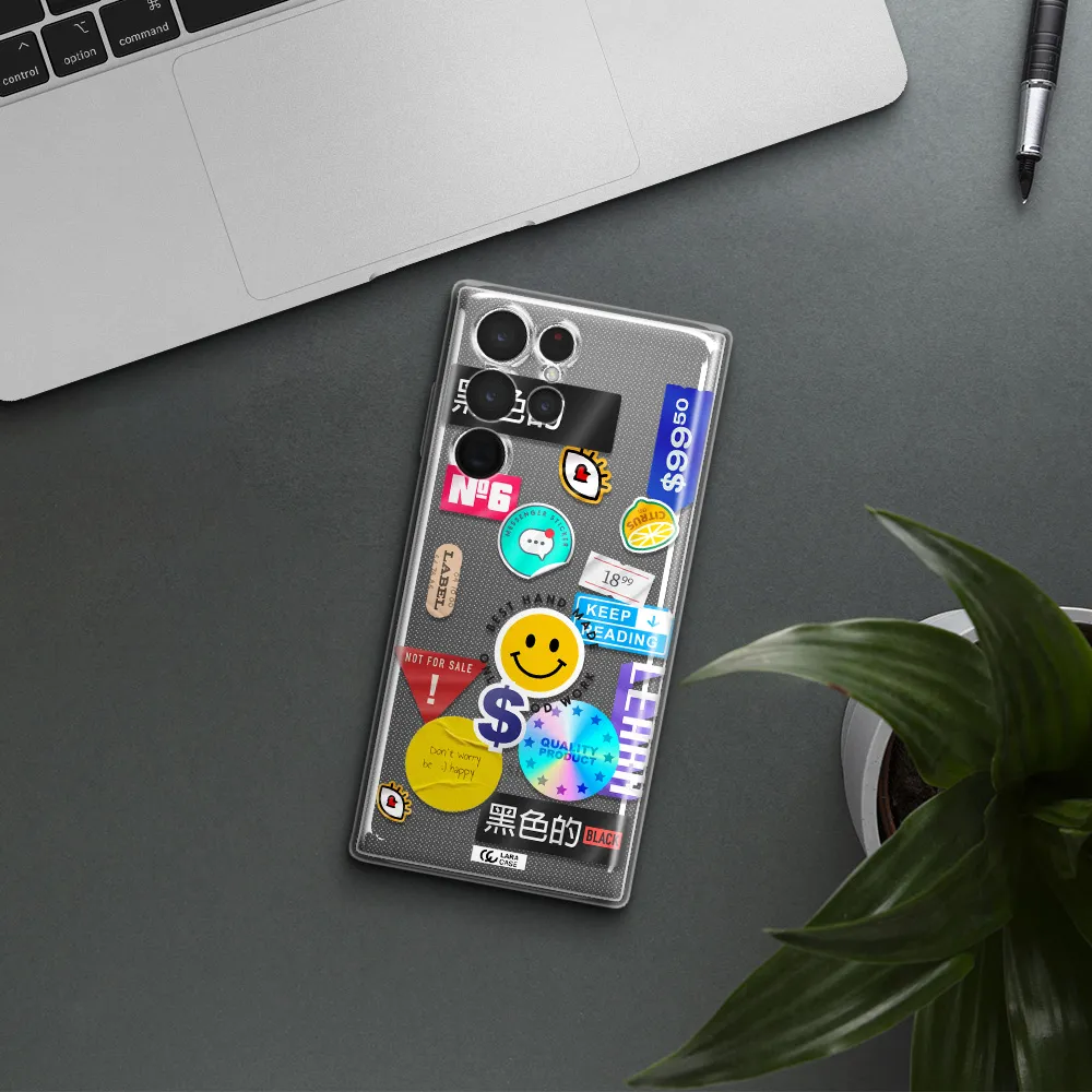 Happy Stıckers Samsung S 22 Ultra Clear TPU Case