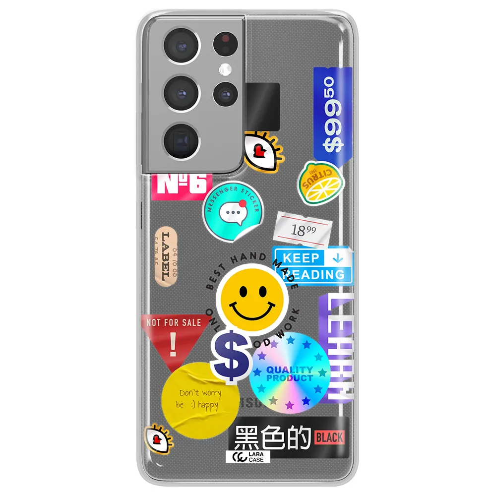 Happy Stıckers Samsung S21 Ultra Clear TPU Case
