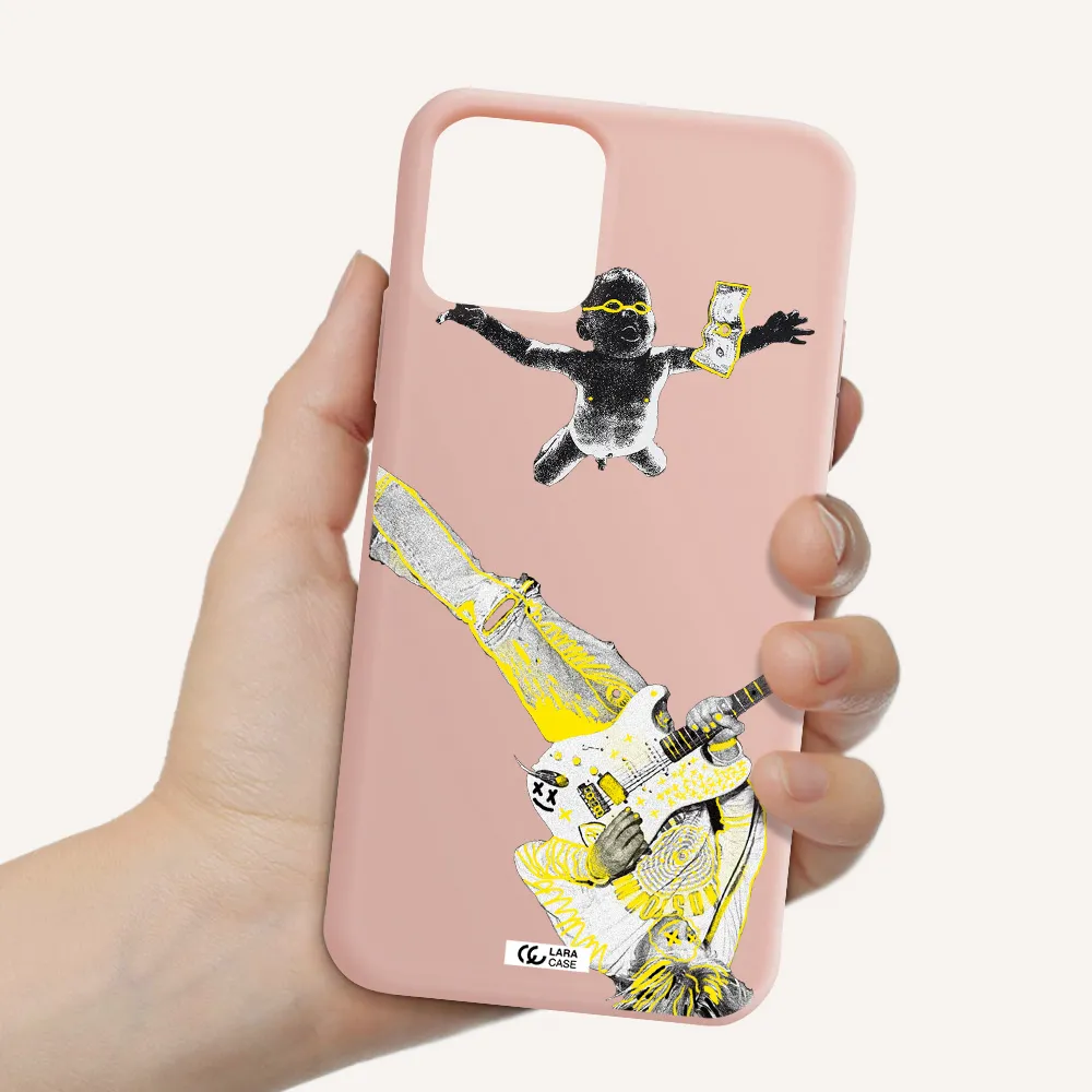Guitarist Apple iPhone 11 pro max Silicone pastel pink Case