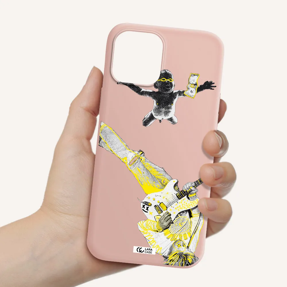 Guitarist Apple iPhone 12 pro max Silicone pastel pink Case