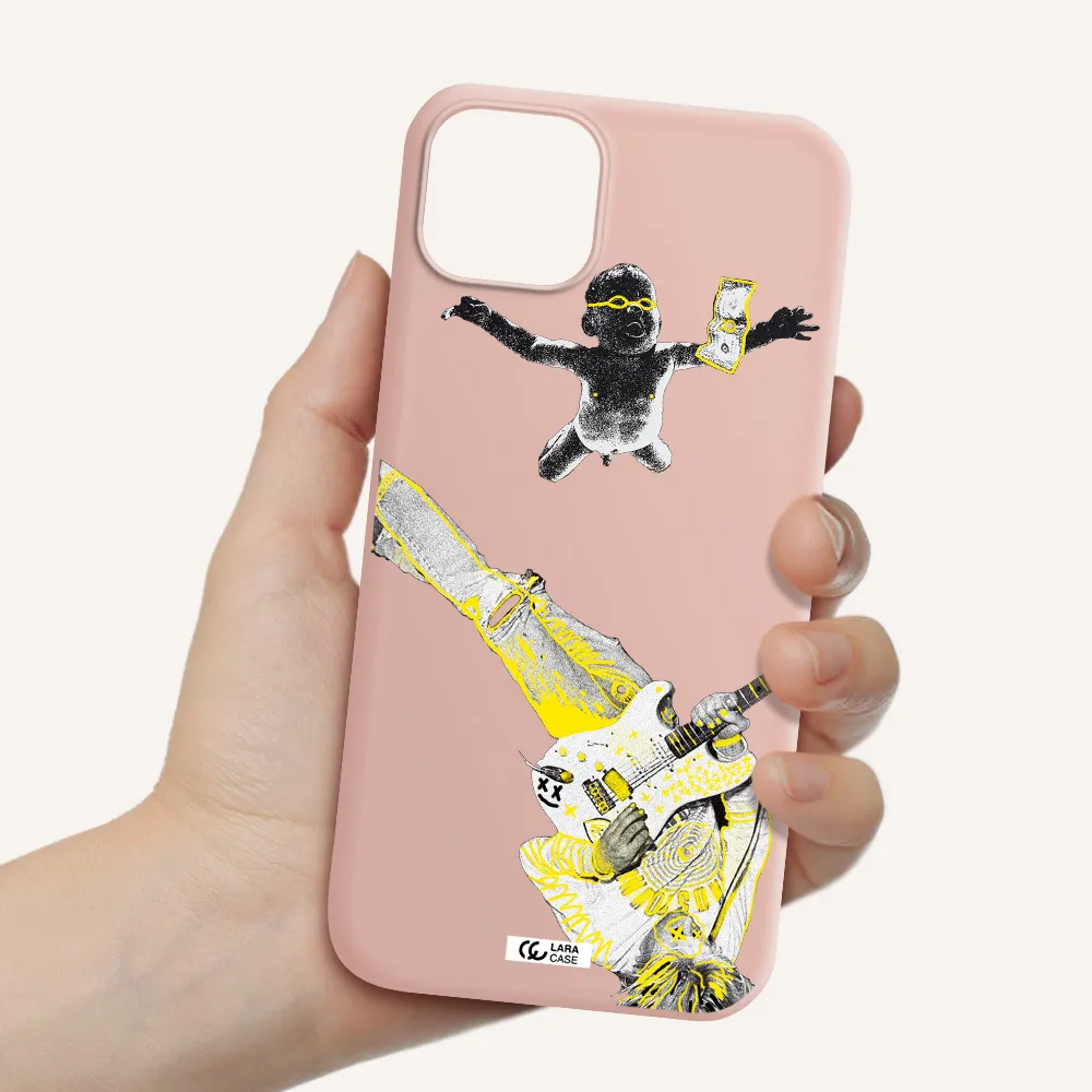 Guitarist Apple iPhone 14 plus Silicone pastel pink Case