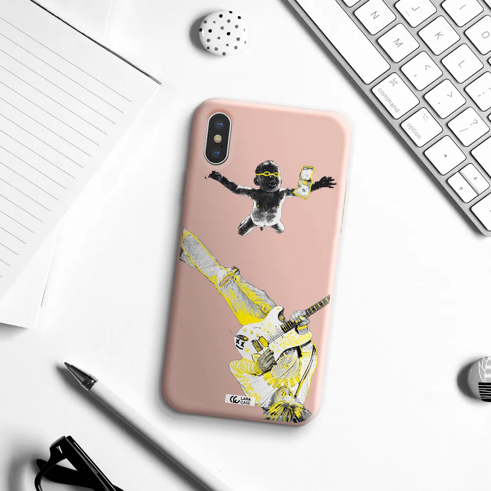 Guitarist Apple iPhone X Silicone pastel pink Case