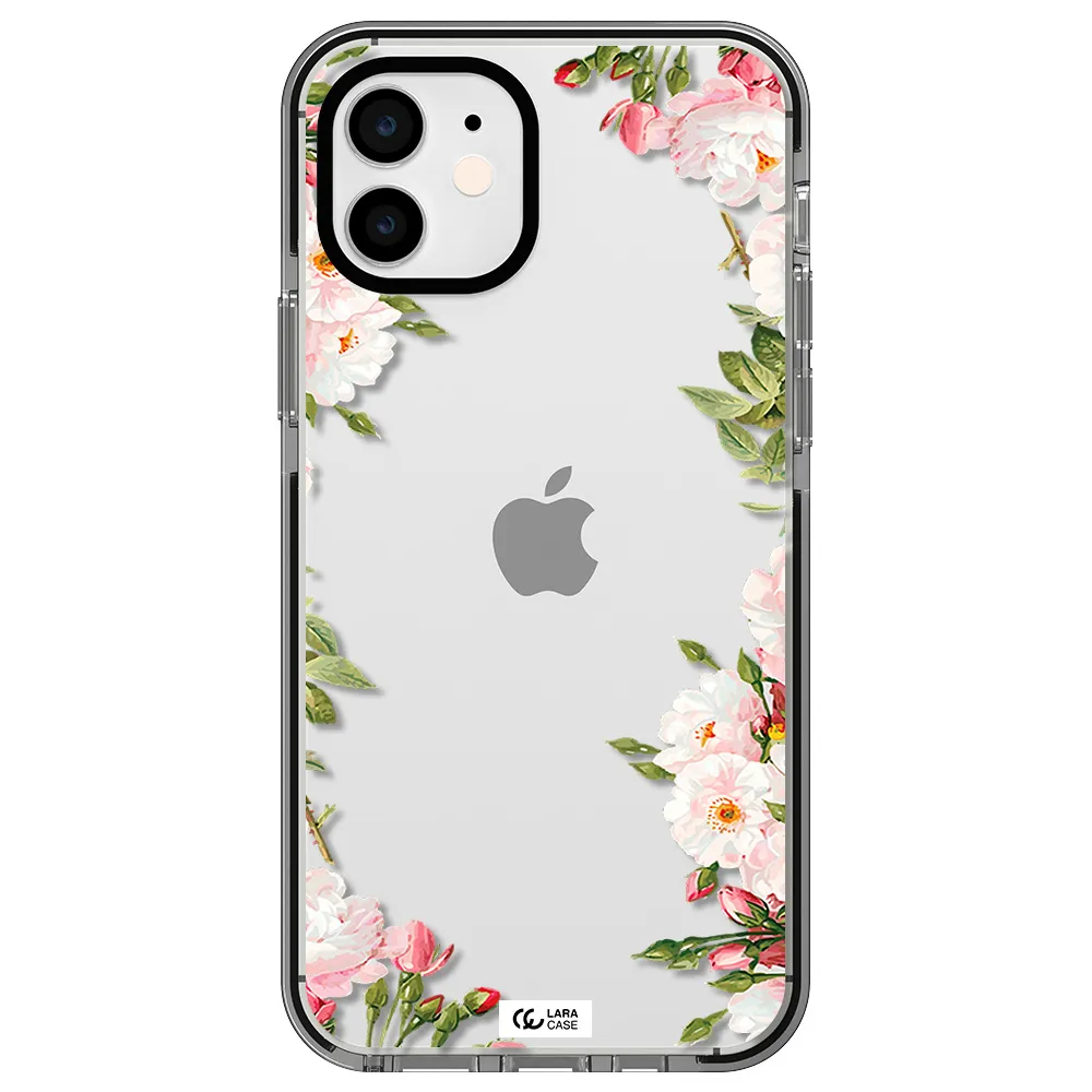 Watercolor Floral Frame Apple iPhone 11 impact black border Case