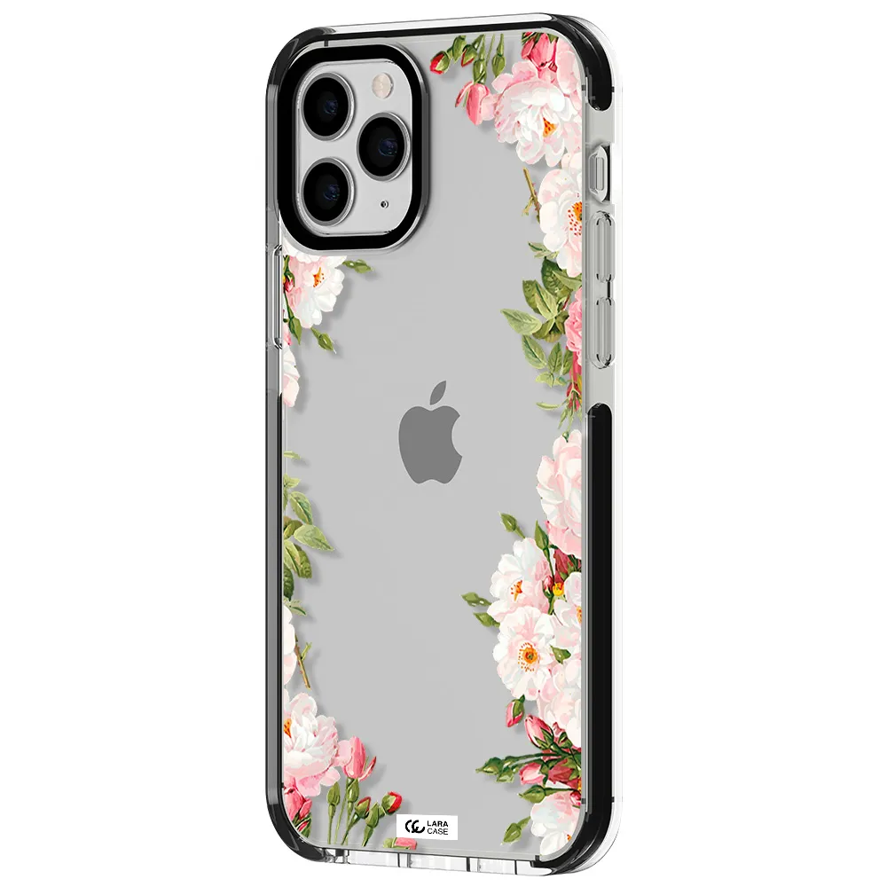 Watercolor Floral Frame Apple iPhone 11 pro impact black border Case
