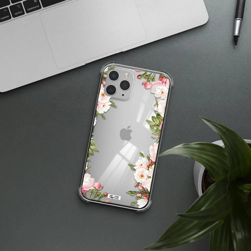 Watercolor Floral Frame Apple iPhone 11 pro max Clear PC Case
