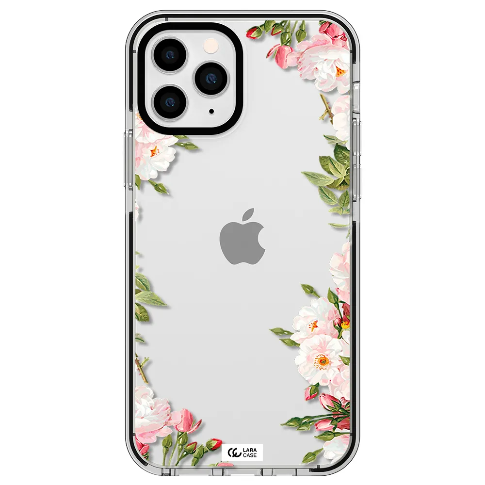 Watercolor Floral Frame Apple iPhone 11 pro max impact black border Case