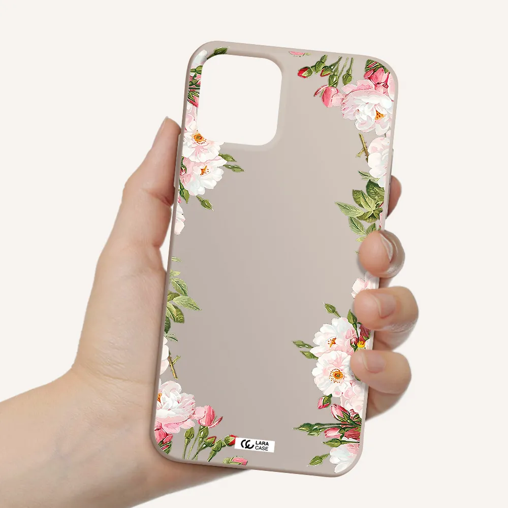 Watercolor Floral Frame Apple iPhone 11 pro max Silicone Stone Case