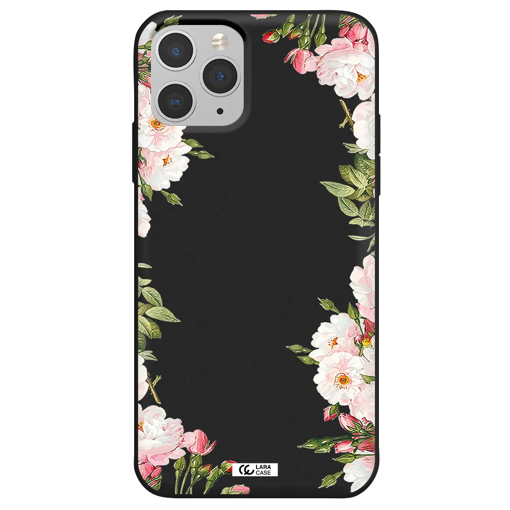 Watercolor Floral Frame Apple iPhone 11 pro Silicone black Case