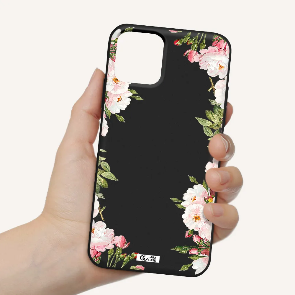 Watercolor Floral Frame Apple iPhone 11 pro Silicone black Case