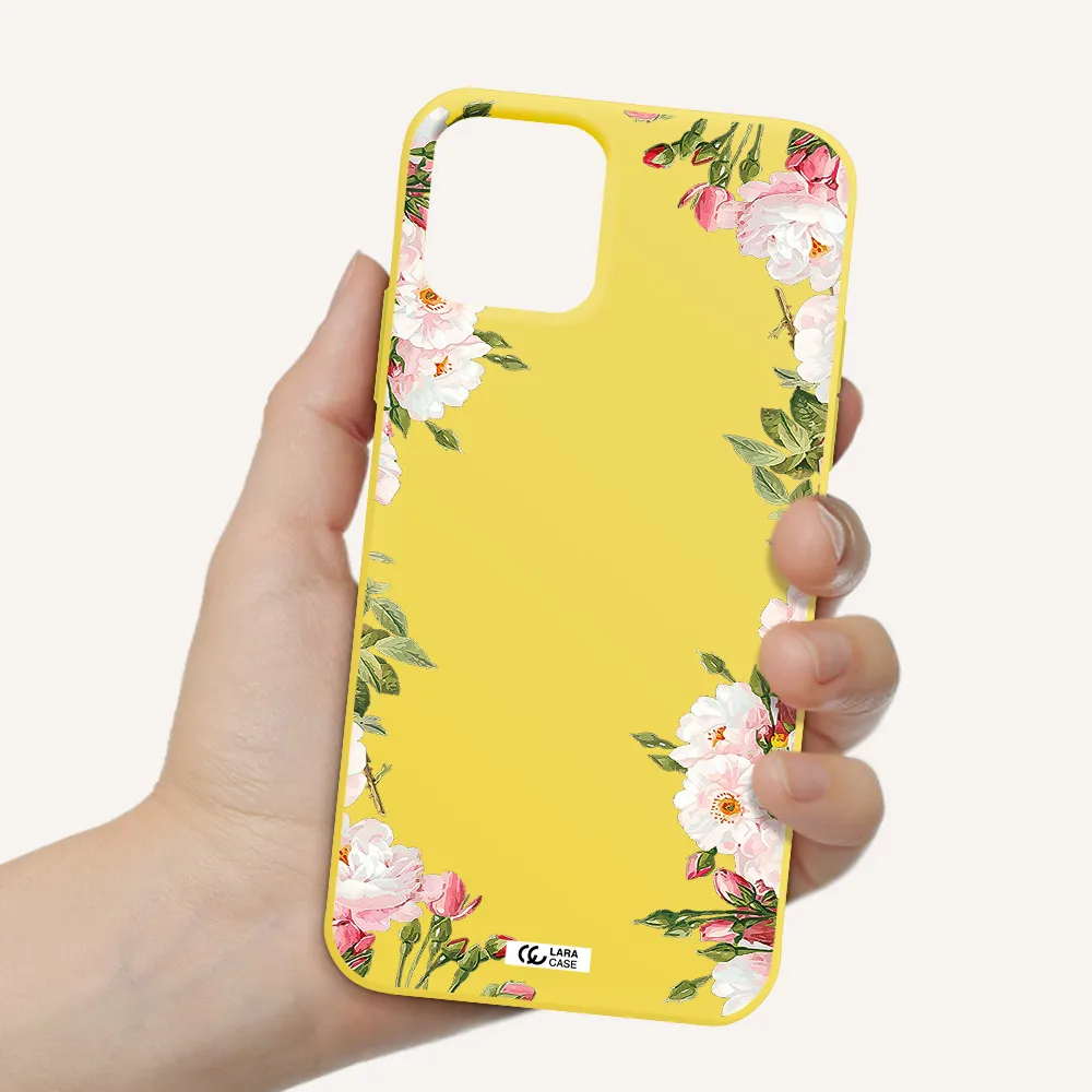 Watercolor Floral Frame Apple iPhone 11 pro Silicone canary yellow Case