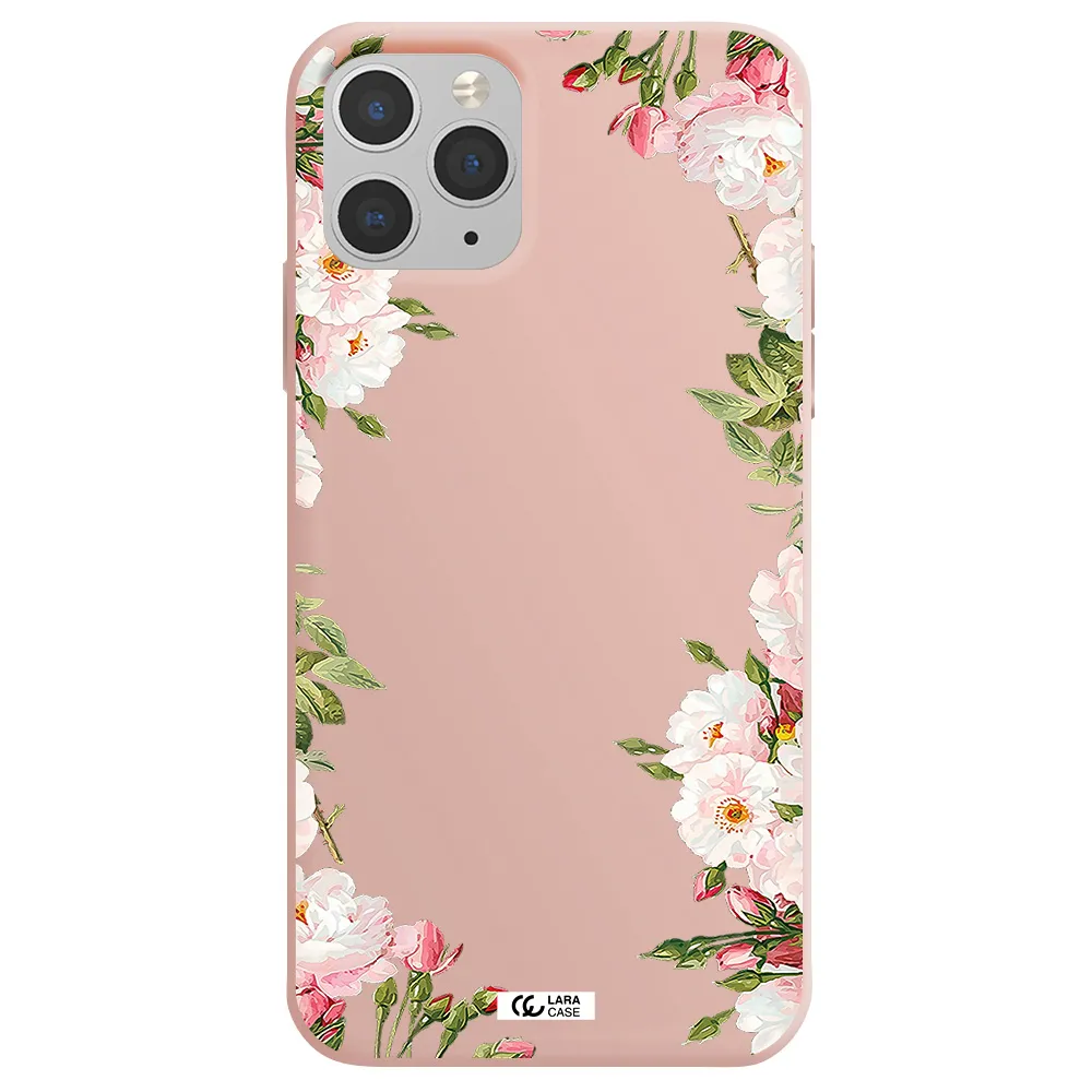 Watercolor Floral Frame Apple iPhone 11 pro Silicone pastel pink Case
