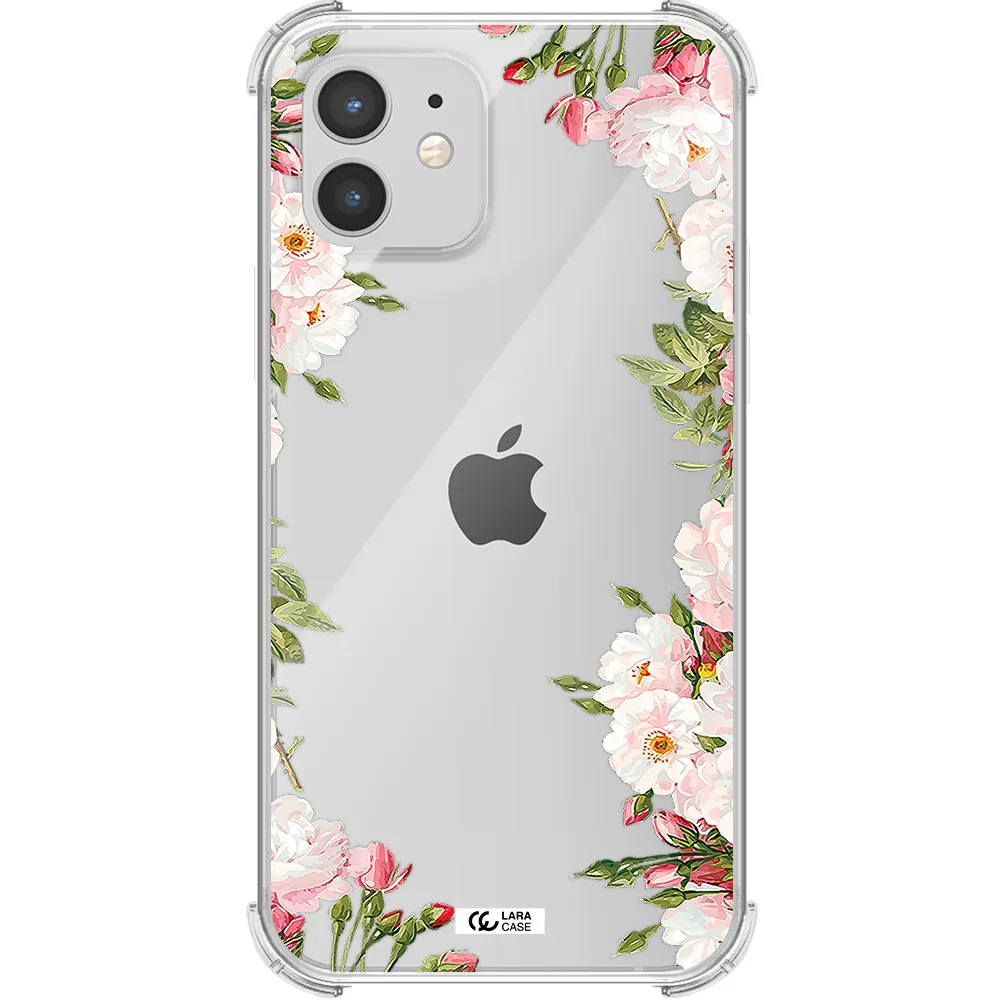 Watercolor Floral Frame Apple iPhone 12 Clear PC Case