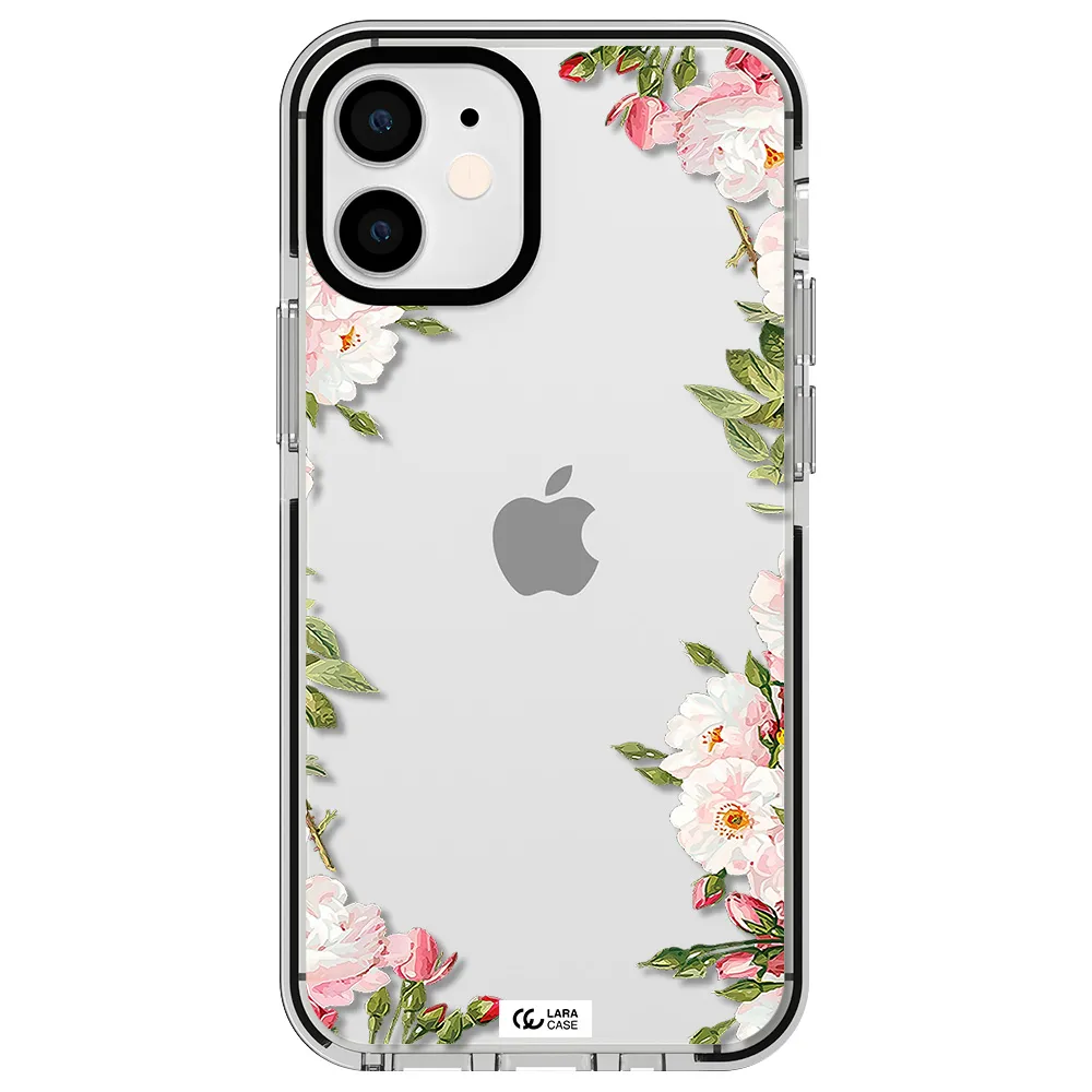 Watercolor Floral Frame Apple iPhone 12 mini impact black border Case