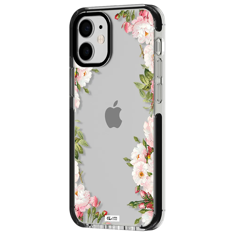 Watercolor Floral Frame Apple iPhone 12 mini impact black border Case